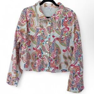 Vibrant Paisley  corduroy Jean Jacket